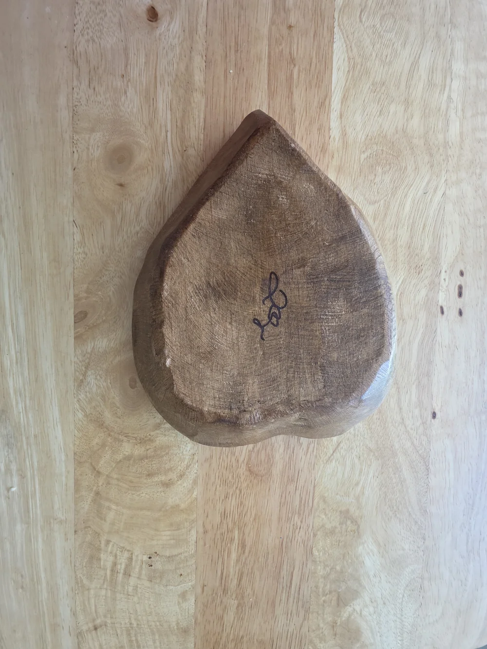 Vintage Heart-Shaped Wooden Serving Bowl - Brown